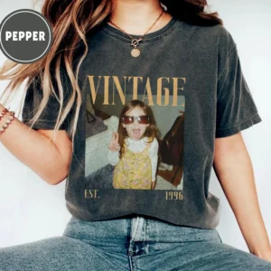 Custom Birthday Vintage Photo Image Shirt Female Women 30th 40th Birthday Gift Personliazed Presents Party Famliy Cheer Shirts